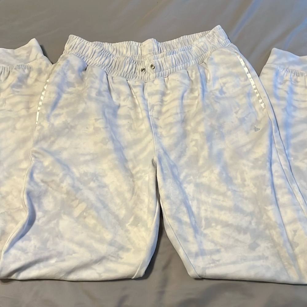 Blue and white tie dye sweatpants